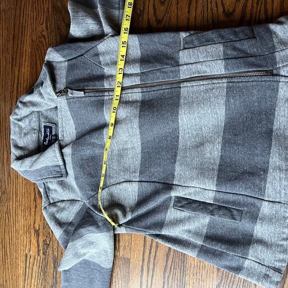 Splendid Cotton Blend Gray and Blue Striped Rugby Midtown Moto Jacket - S - Picture 7 of 10